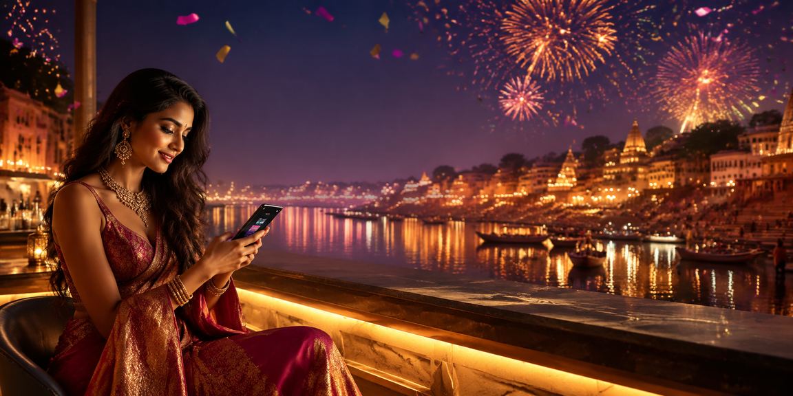 Varanasi ghat with mobile casino experience